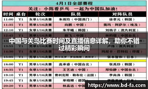 中国与关岛比赛时间及直播信息详解，助你不错过精彩瞬间